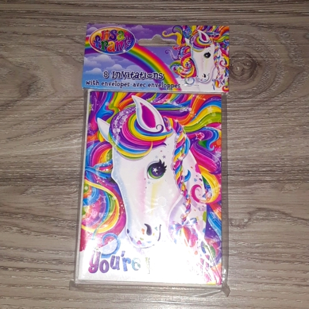 Lisa Frank Rainbow Unicorn Party Invitation Cards 8 Pack
